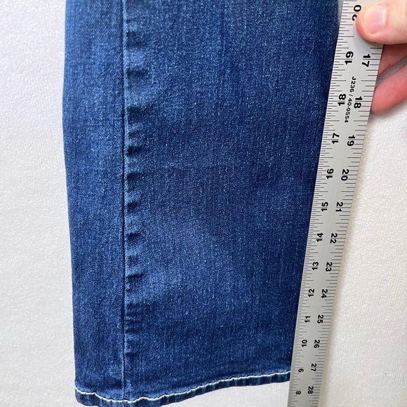 Y Jeans Distressed Bootcut Jeans Womens 3/4 Pants Blue Denim Stretch Pocket 2134 - Picture 6 of 10